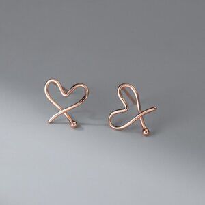Sterling Silver Heart Earrings |Rose Gold Classic Minimal Heart Anniversary Gift
